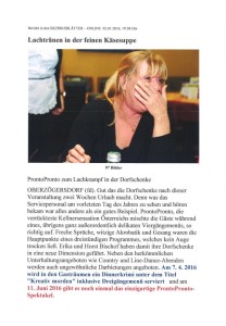 Pronto Pronto - Bericht Bezirksblätter2016