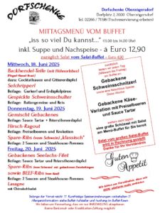 Mittags-Menü-Buffet Mi.-Fr. // Grosses Wochenend-Buffet Sa.+So.
