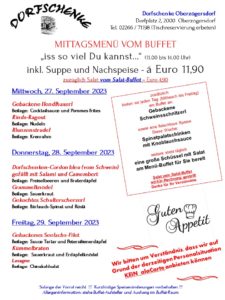Mittags-Menü-Buffet Mi.-Fr. // Grosses Wochenend-Buffet Sa.+So.